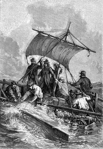 The capsized dinghy was brought alongside