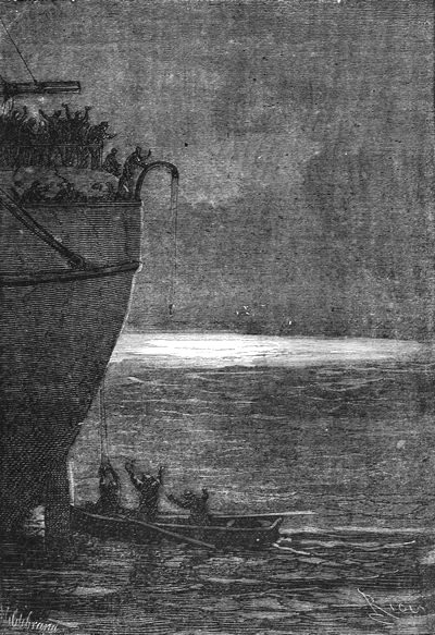 The monster was submerged some fathoms below the surface