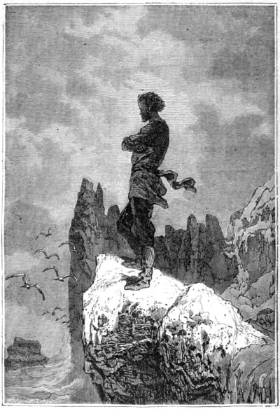 Captain Nemo scaled an overhanging rock