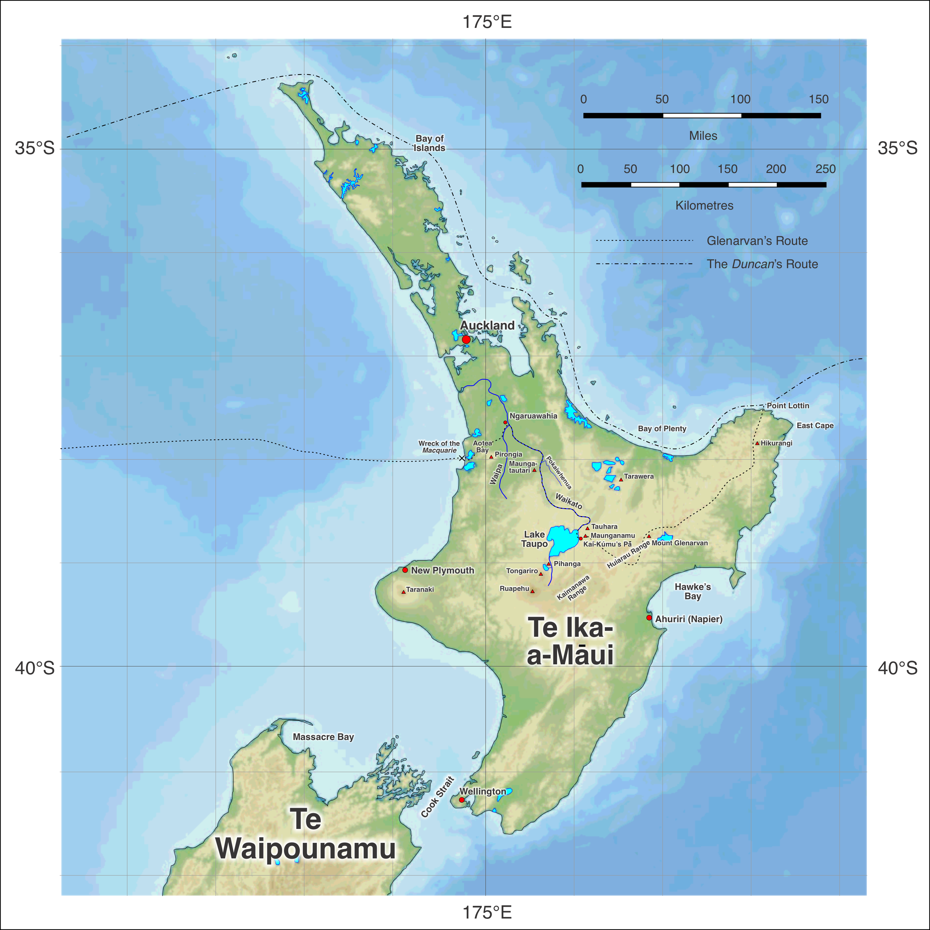 Map of the searcher’s route New Zealand