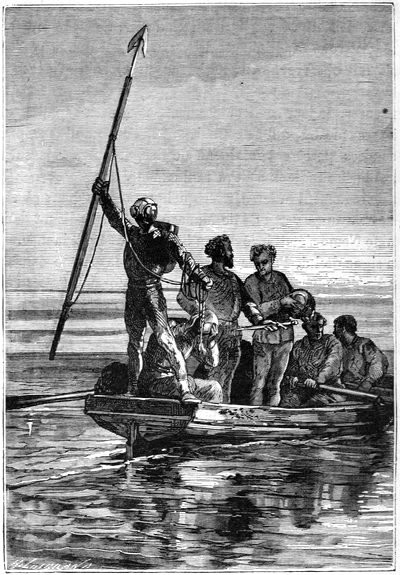 Ned Land brandished an enormous harpoon