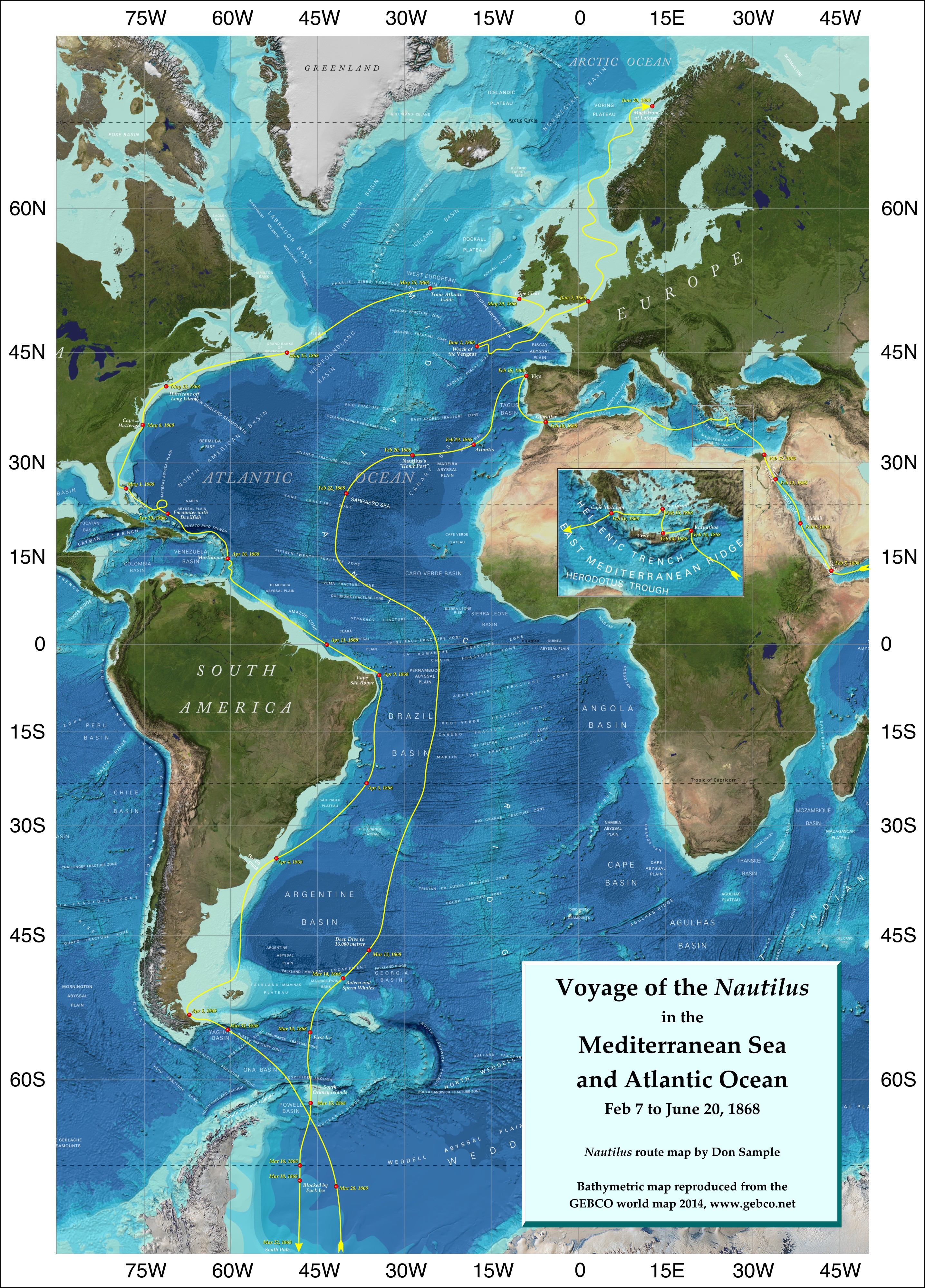 Voyage of the “Nautilus” in the Atlantic Ocean